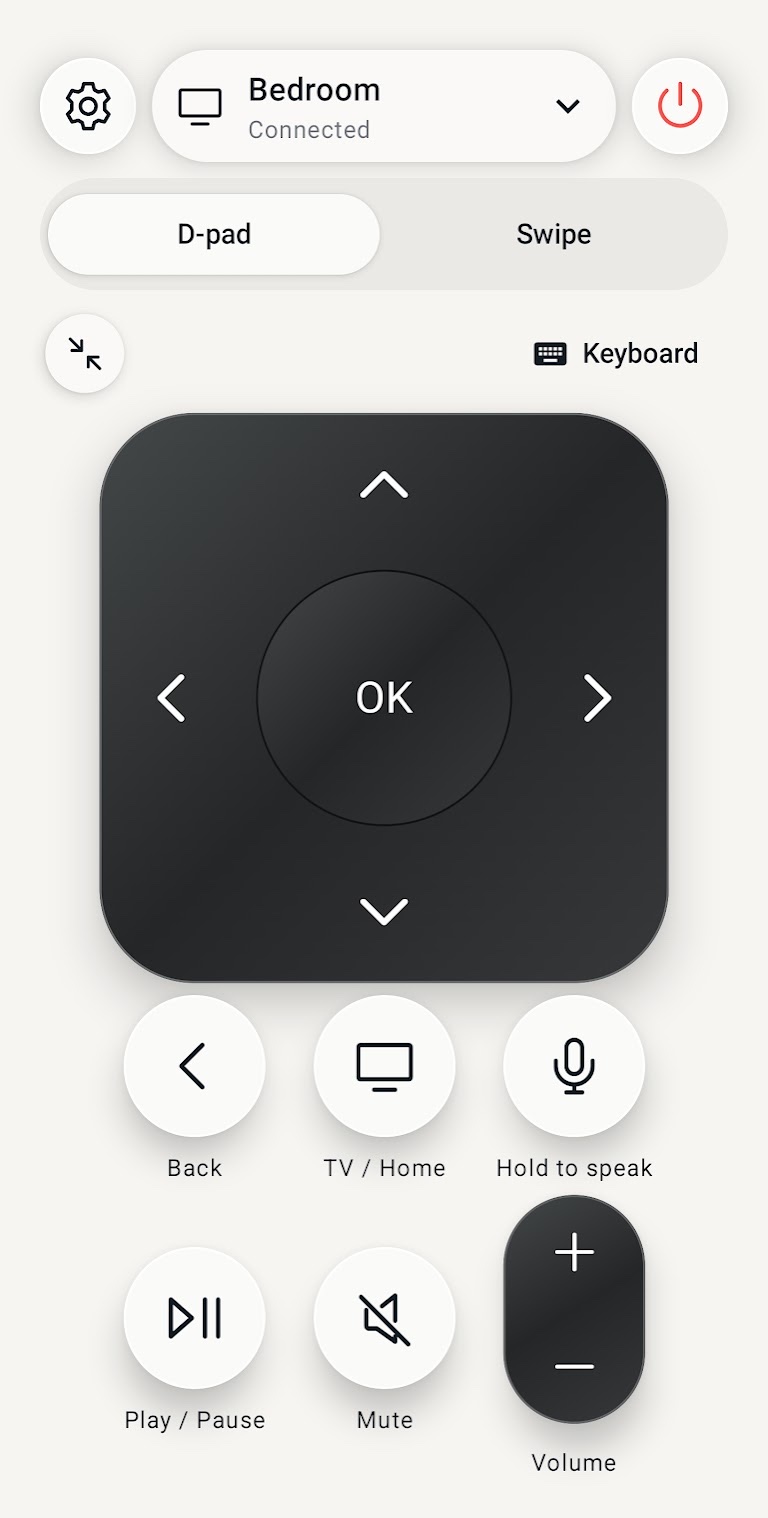 True Remote directional pad with playback, volume and Home controls