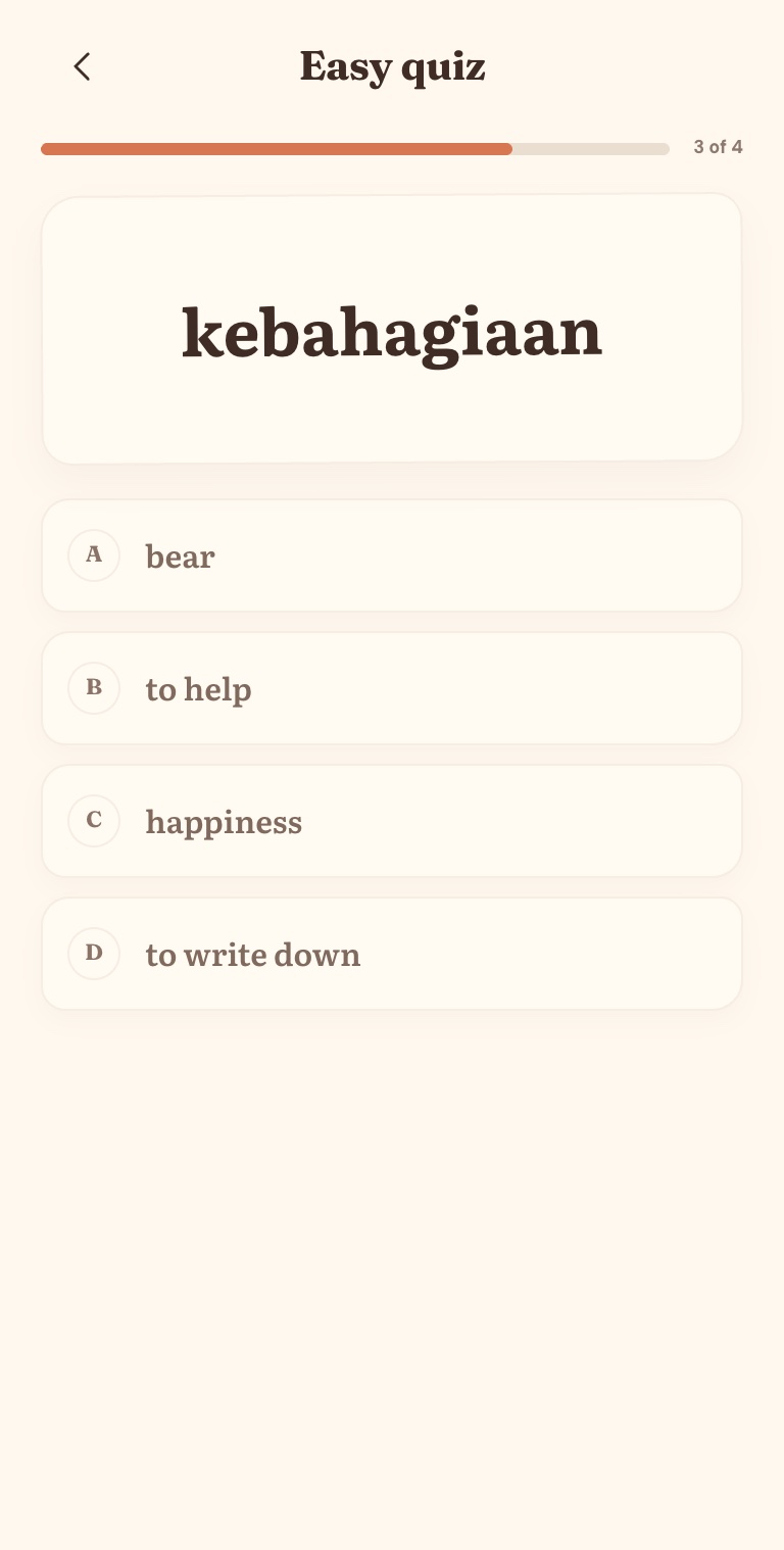 A vocabulary quiz in Rumi